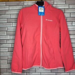 New Columbia Girls Size Large 14-16 Long Sleeve‎ Pink Hooded Zipper Jacket